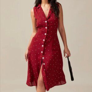 Red Polka Dot Midi Summer Dress XL